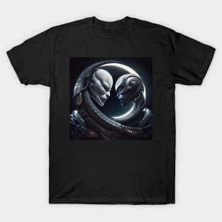 Reptilian Entanglement: Alien Lovers T-Shirt